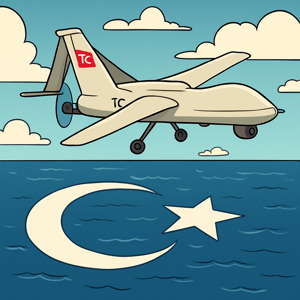 Турецкий военный дрон нарисовал в Средиземном море полумесяц и звезду после объявления перемирия в Газе