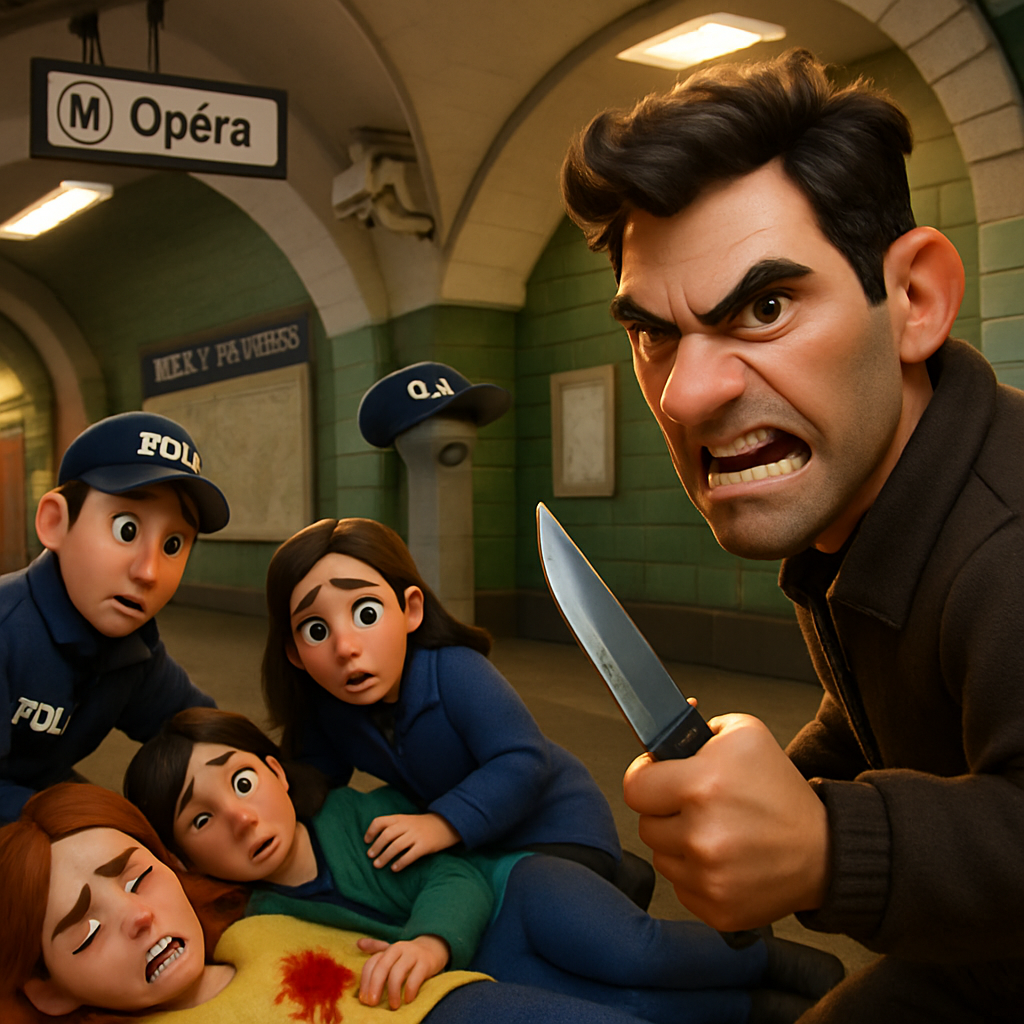 A man stabbed three women at Paris metro stations République, Arts et Métiers, and Opéra on Friday