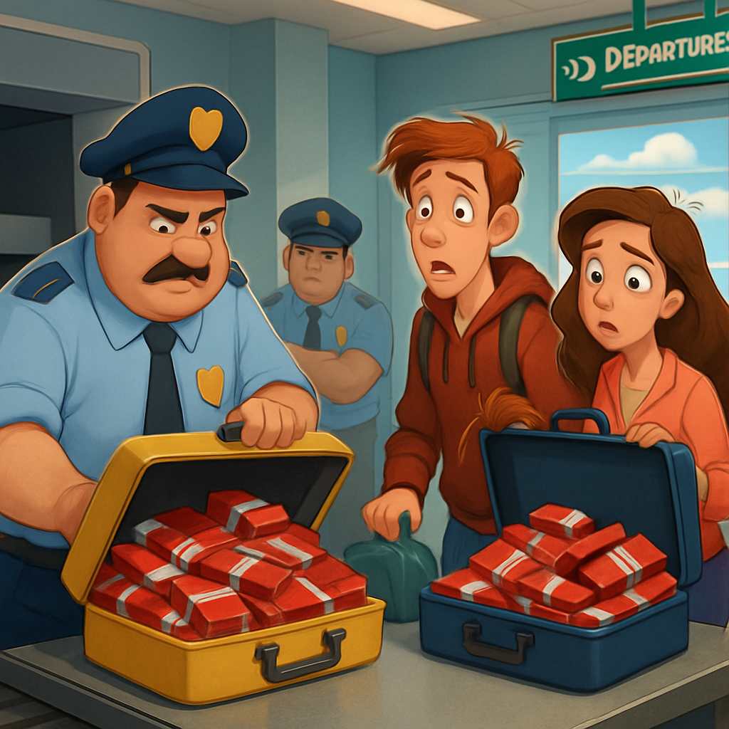 At Larnaca airport, after baggage inspection, two departing passengers were found with large quantities of cigarettes for which duties had not been paid