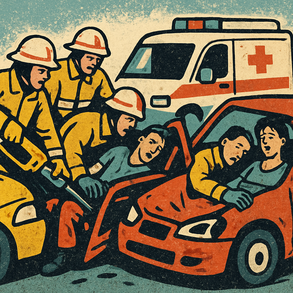 In Kato Paphos, a traffic accident occurred, resulting in rescuers having to extract two people from blocked vehicles