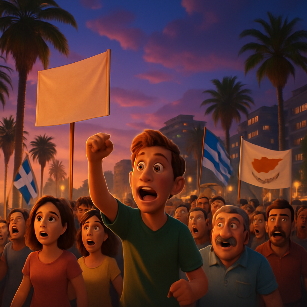 Вечерняя демонстрация в Лимассоле