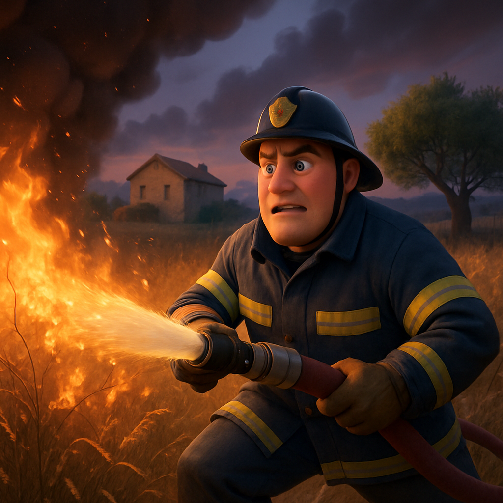 В субботу вечером вспыхнул пожар в сухой траве возле деревни Агия Варвара, район Никосии