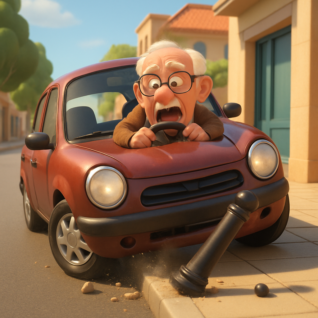 В Лимассоле пожилой водитель потерял контроль над автомобилем, выехал на тротуар и врезался в защитные столбы