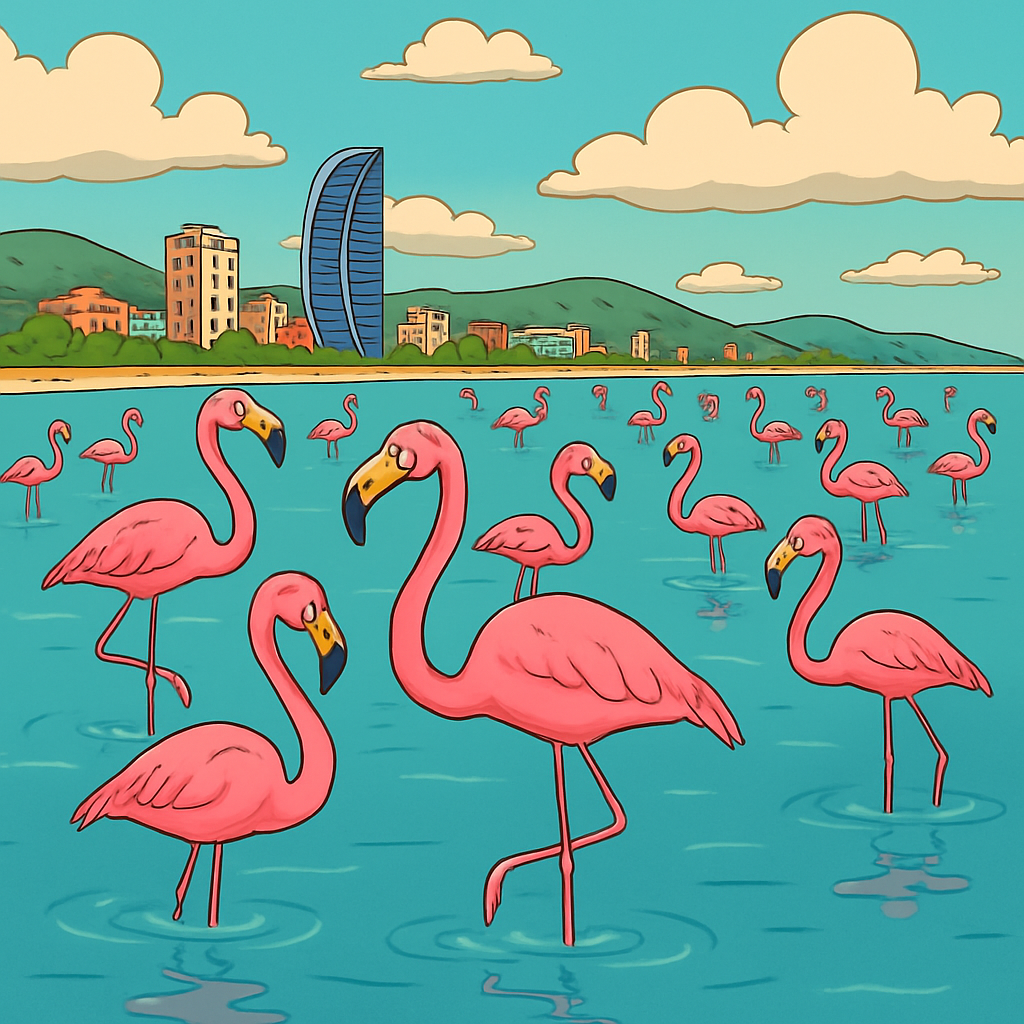In Limassol, in the Lady's Mile area, dozens of flamingos have appeared