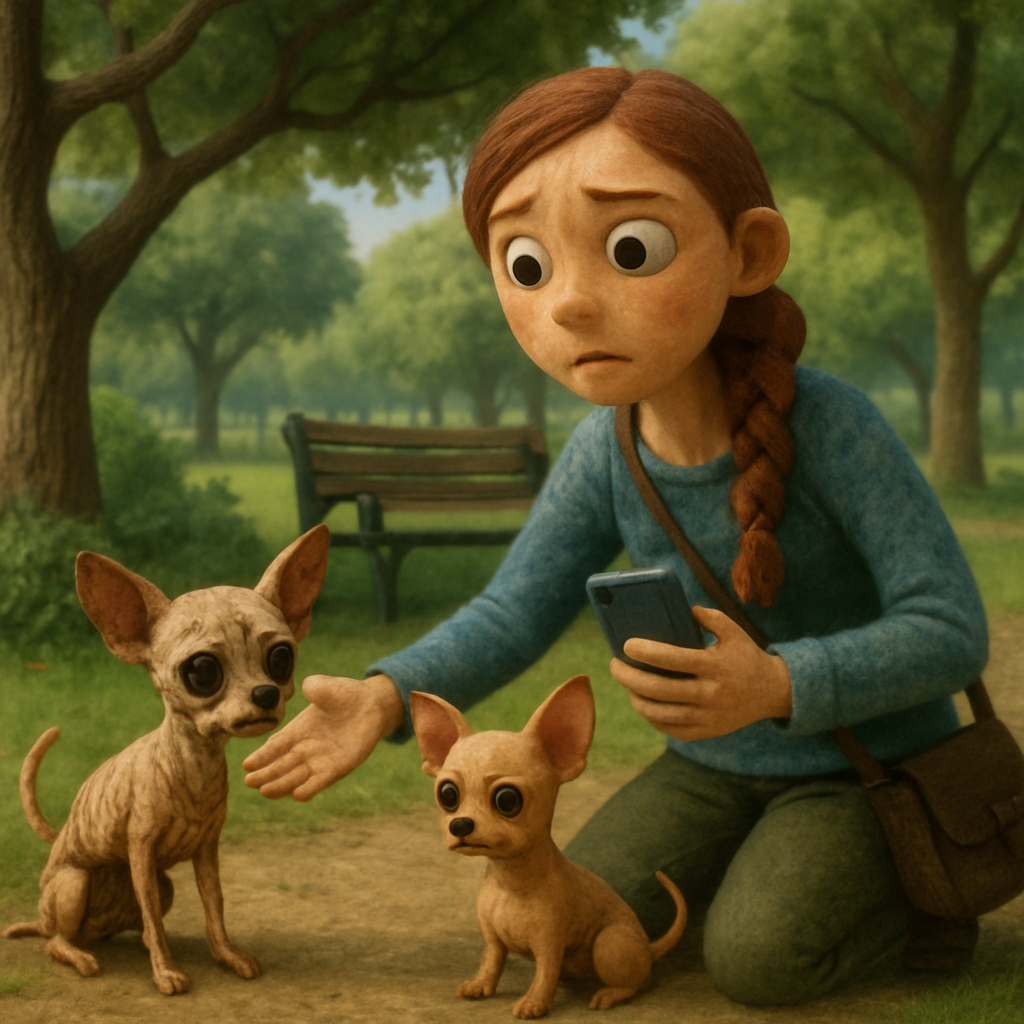 In a park in Nicosia, a woman discovered two abandoned Chihuahuas, one of which was emaciated