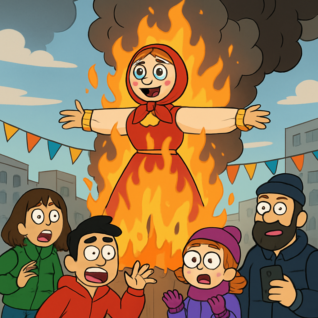 In Limassol, a giant effigy was burned during Maslenitsa