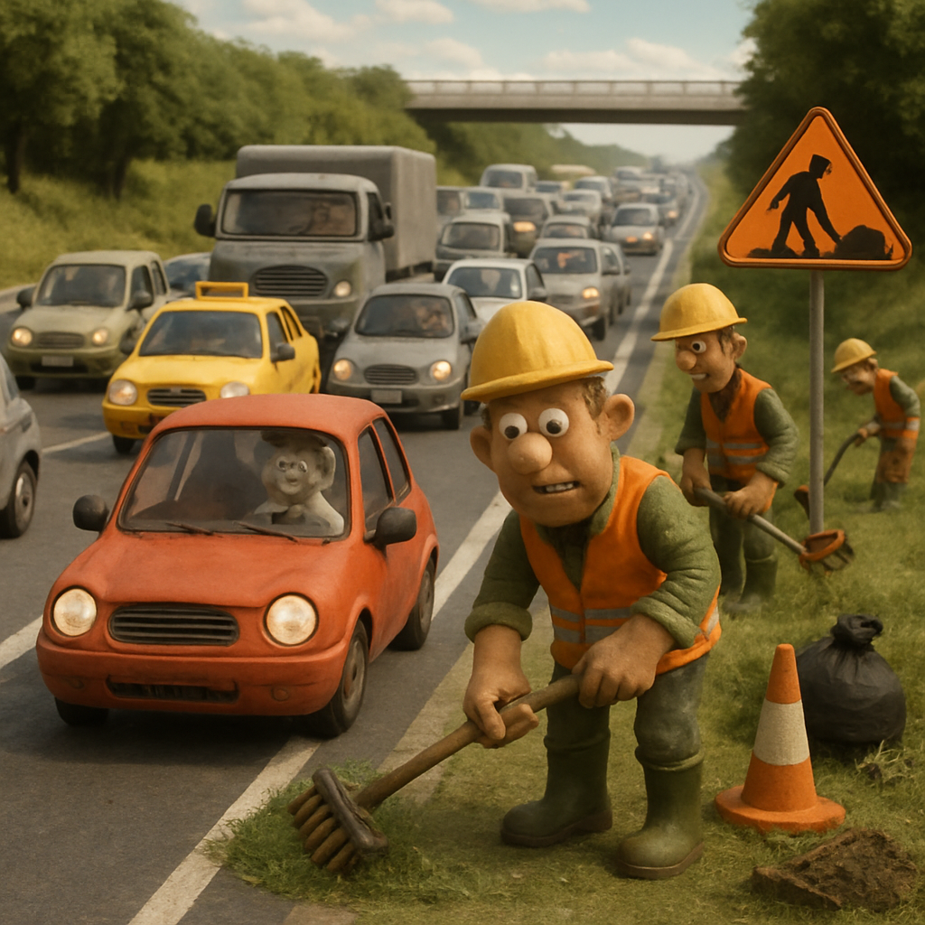 На хайвее Ларнака-Никосия наблюдается интенсивный трафик из-за проведения работ: с обочин убирают траву и мусор