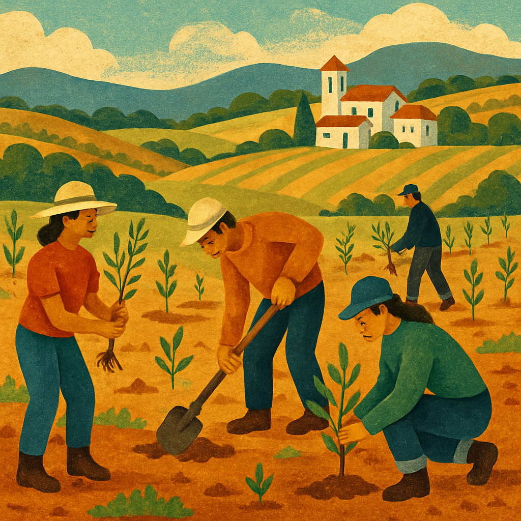 В деревне Мазотос, в районе Ларнаки, волонтеры посадили 326 оливковых деревьев на участке протяженностью один километр