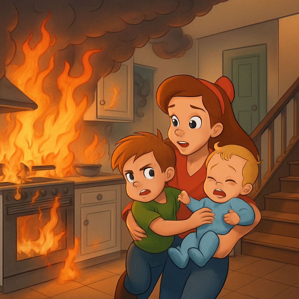 В пятницу на кухне двухэтажного дома в Строволосе произошел пожар, в результате которого двое детей были доставлены в больницу